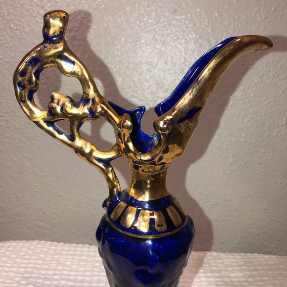 VINTAGE MCM 12”Palestine Gold Porcelain Ewen Pitcher Greek Revival 1940’s 12X6 - Picture 3 of 8